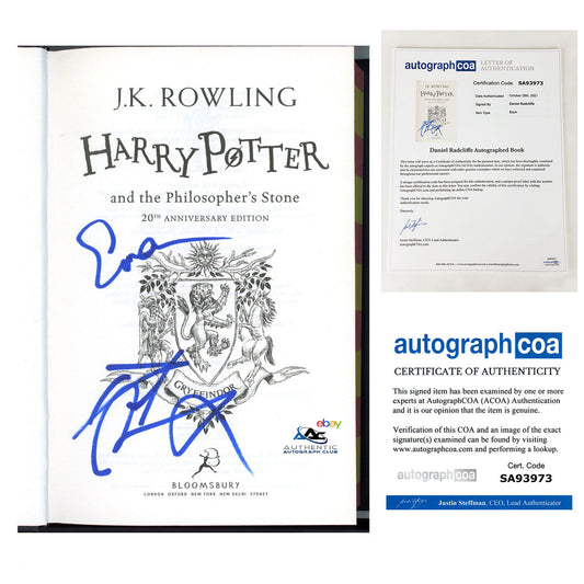 RARE DANIEL RADCLIFFE AND EMMA WATSON AUTOGRAPH SIGNED HARRY POTTER BOOK ACOA