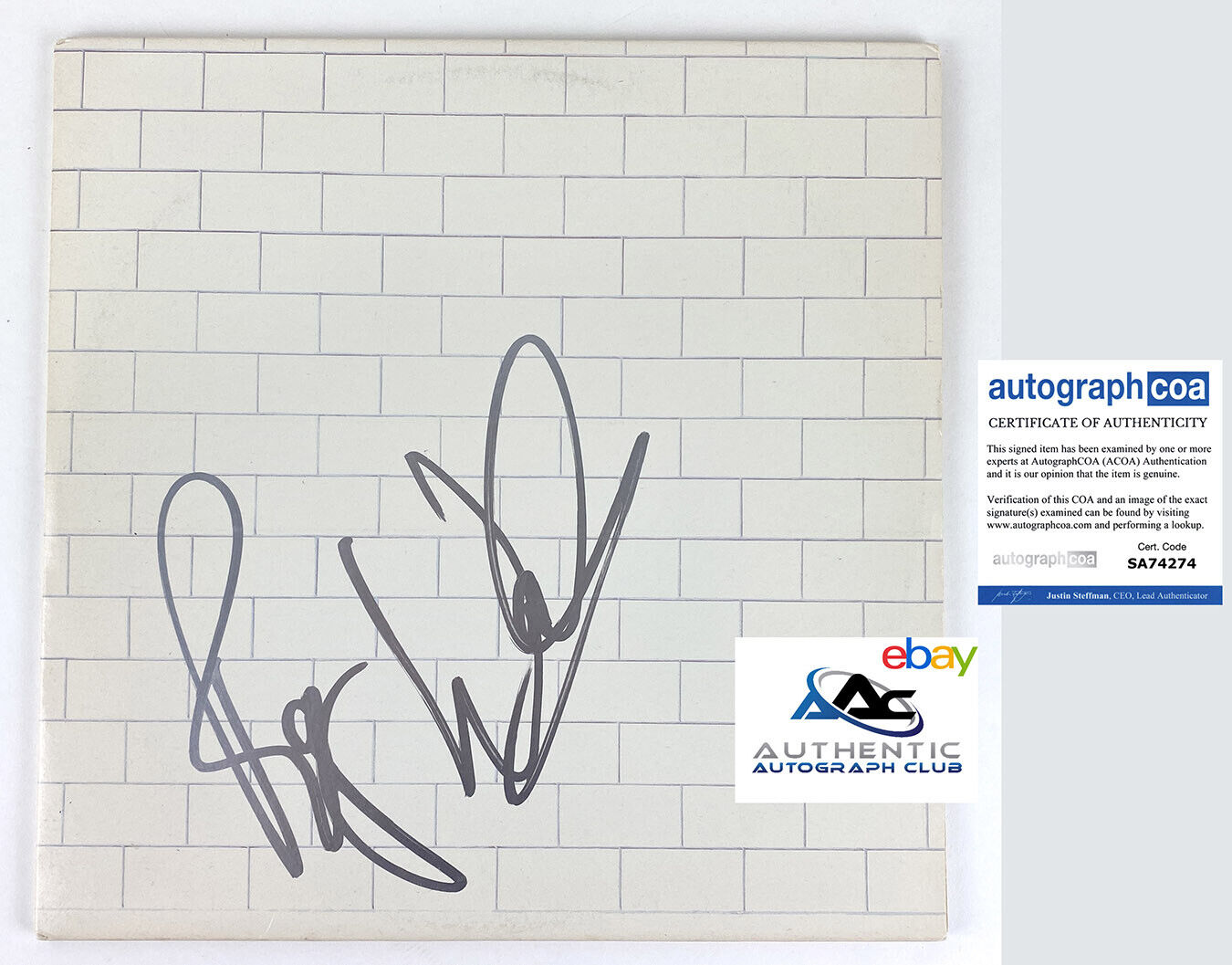 ROGER WATERS AUTOGRAPH SIGNED PINK FLOYD THE WALL ALBUM VINYL LP ACOA