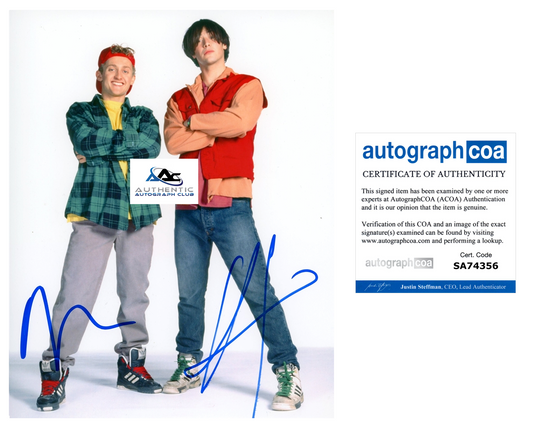 KEANU REEVES AND ALEX WINTER AUTOGRAPH SIGNED 8x10 PHOTO BILL AND TED ACOA