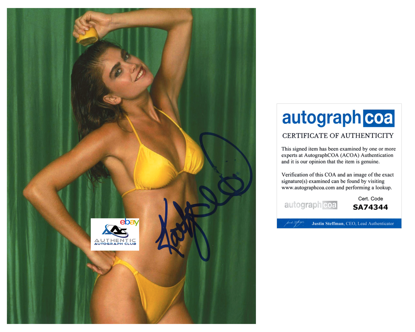 SUPERMODEL KATHY IRELAND AUTOGRAPH SIGNED 8x10 PHOTO SWIMSUIT ACOA