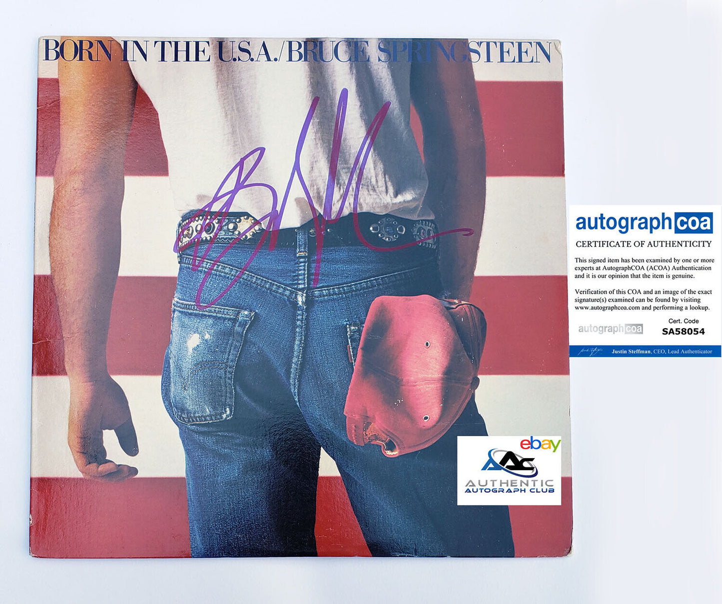 BRUCE SPRINGSTEEN AUTOGRAPH SIGNED BORN IN THE USA ALBUM VINYL LP ACOA