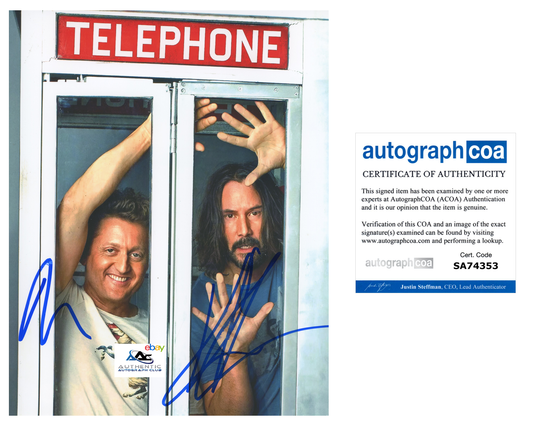 KEANU REEVES AND ALEX WINTER AUTOGRAPH SIGNED 8x10 PHOTO BILL AND TED ACOA