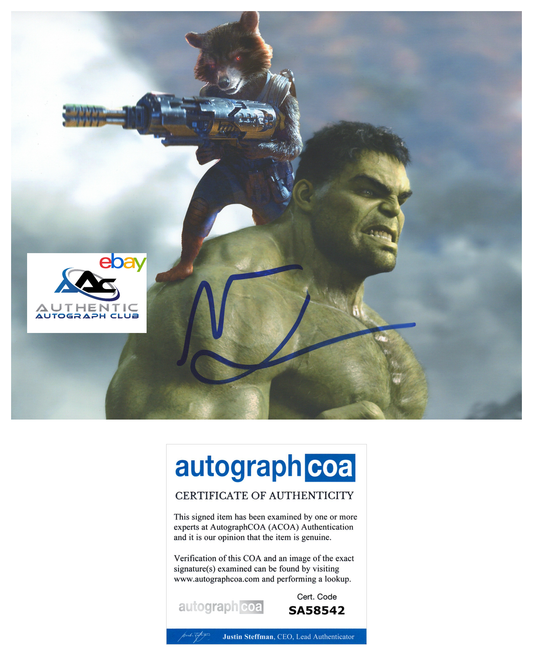 MARK RUFFALO AUTOGRAPH SIGNED 8x10 PHOTO THOR AVENGERS HULK INFINITY WAR ACOA