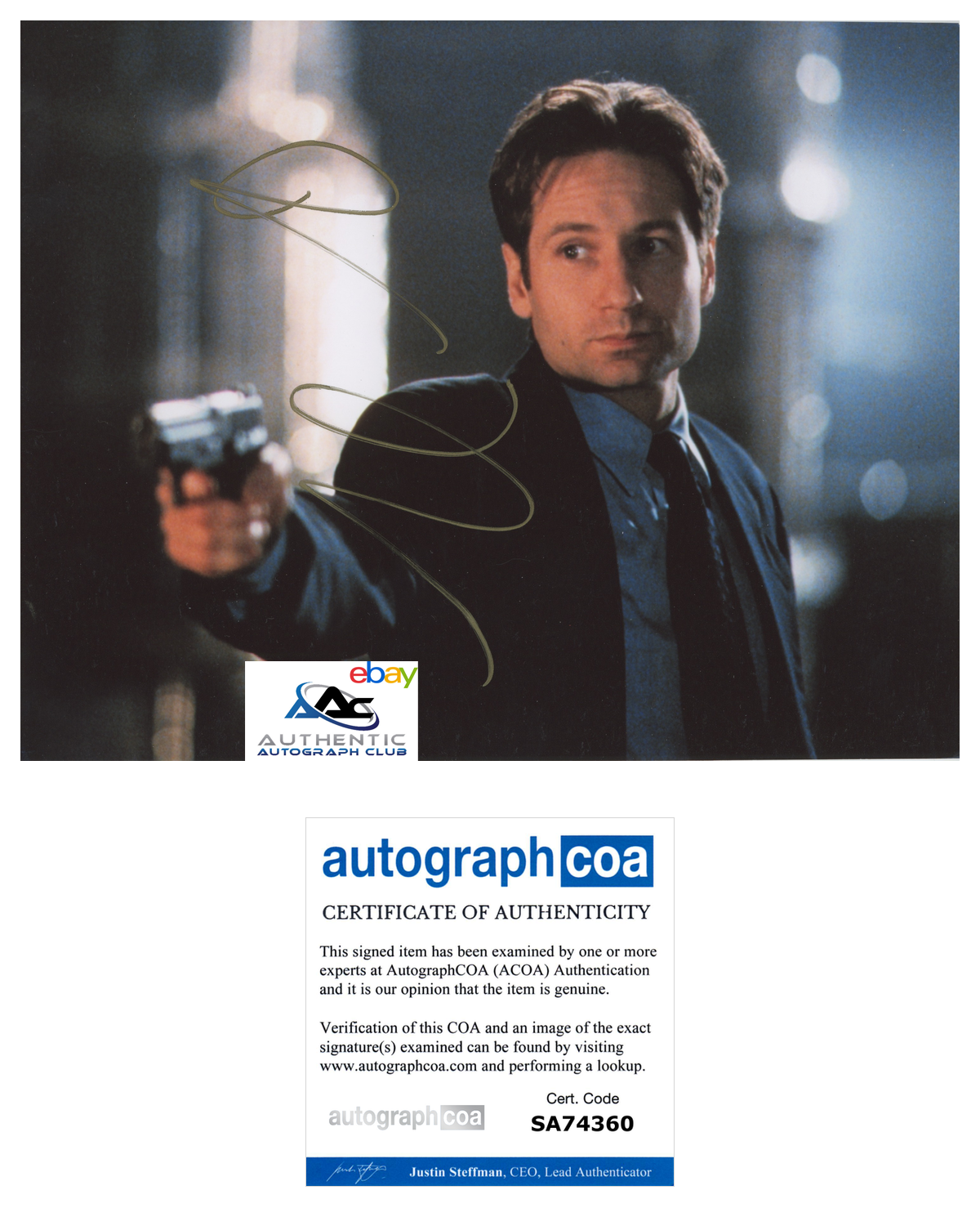 DAVID DUCHOVNY AUTOGRAPH SIGNED 8x10 PHOTO X-FILES ACOA