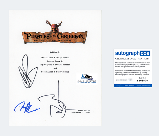 JOHNNY DEPP AUTOGRAPH SIGNED PIRATES OF THE CARIBBEAN FULL SCRIPT ACOA