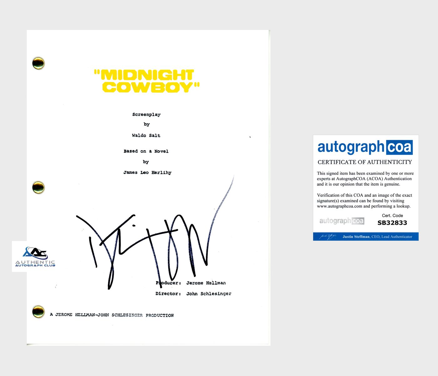 DUSTIN HOFFMAN AUTOGRAPH SIGNED MIDNIGHT COWBOY COMPLETE FULL SCRIPT ACOA