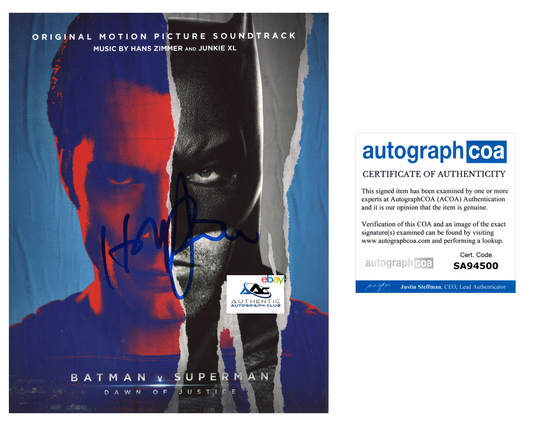 COMPOSER HANS ZIMMER AUTOGRAPH SIGNED 8x10 PHOTO BATMAN V SUPERMAN ACOA COA