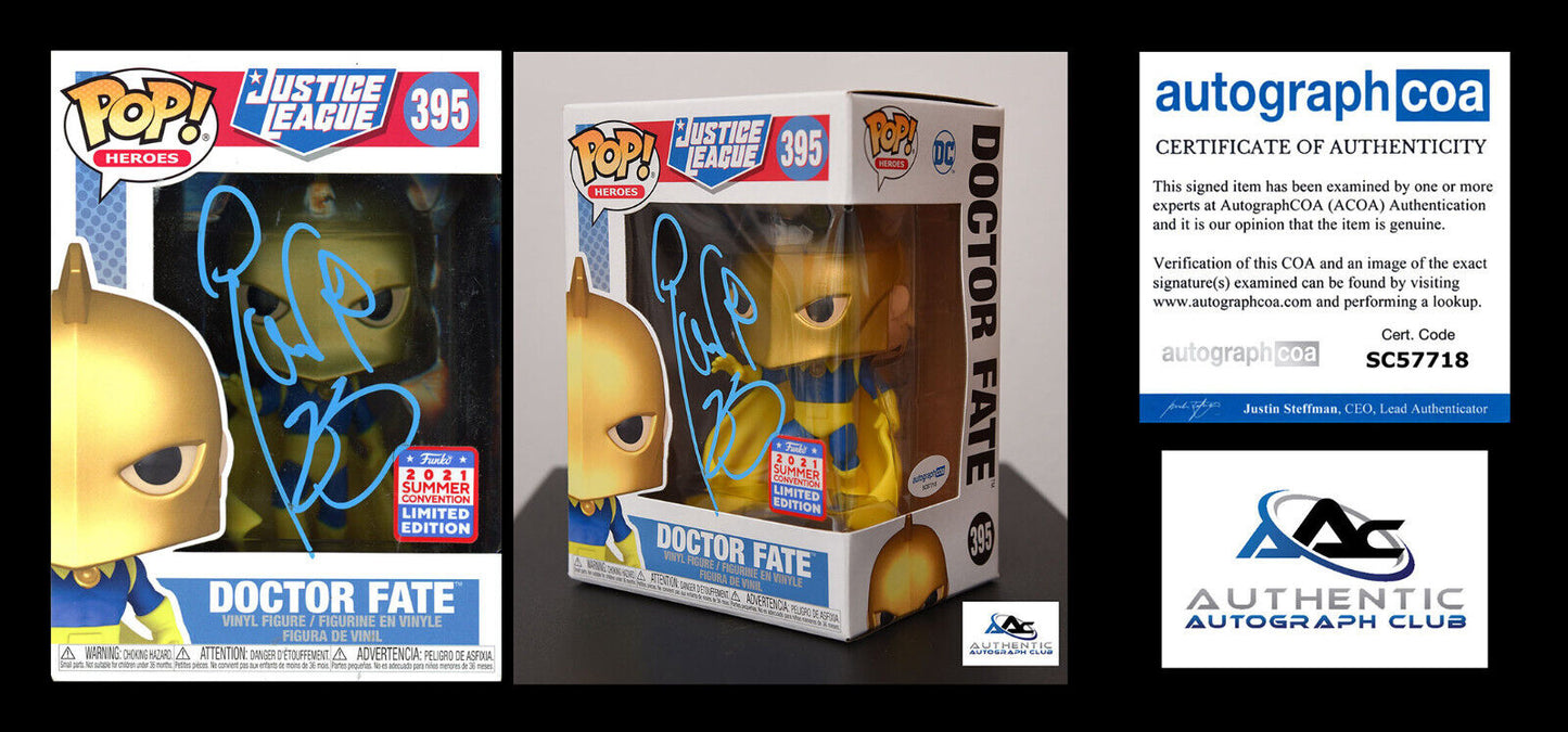 PIERCE BROSNAN AUTOGRAPH SIGNED DOCTOR FATE FUNKO POP 395 LIMITED EDITION ACOA