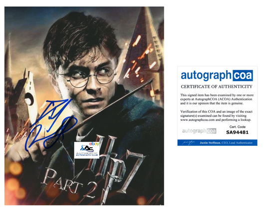 DANIEL RADCLIFFE AUTOGRAPH SIGNED 8x10 PHOTO HARRY POTTER ACOA COA