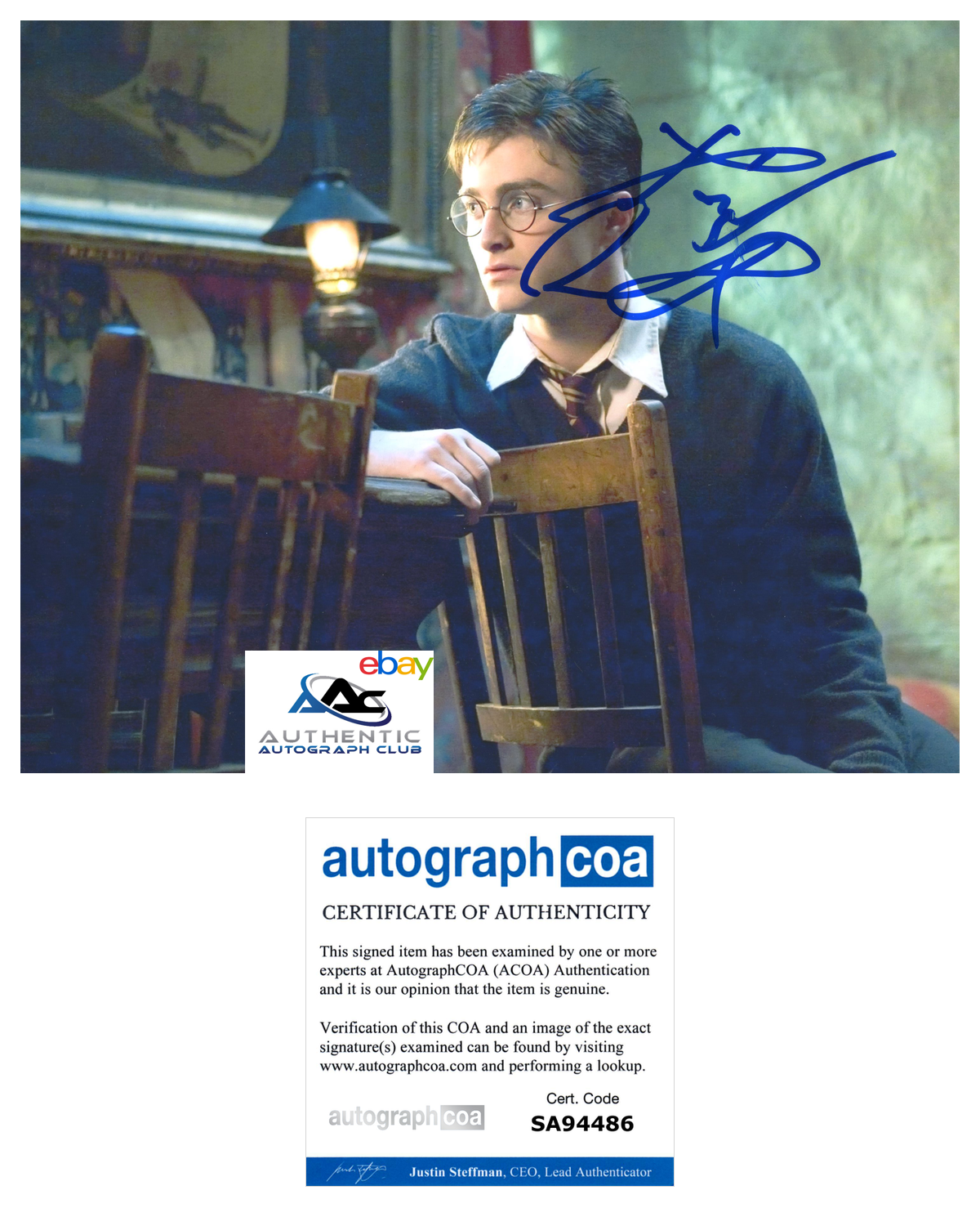 DANIEL RADCLIFFE AUTOGRAPH SIGNED 8x10 PHOTO HARRY POTTER ACOA COA