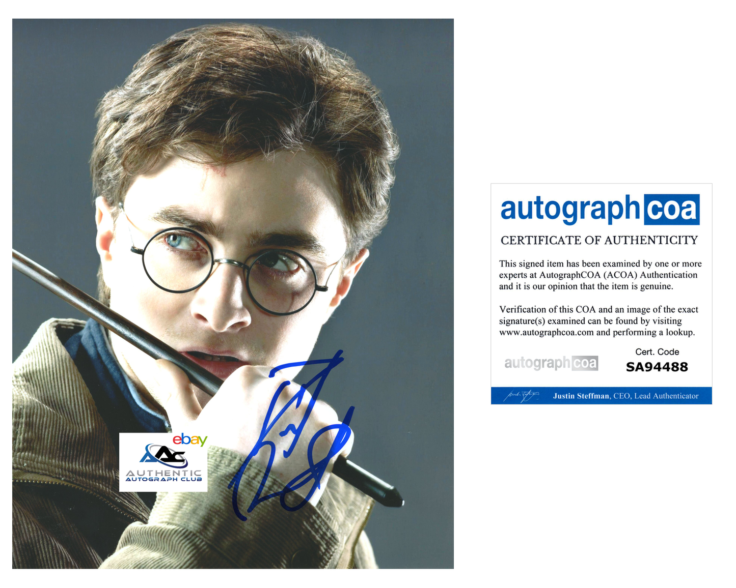 DANIEL RADCLIFFE AUTOGRAPH SIGNED 8x10 PHOTO HARRY POTTER ACOA COA