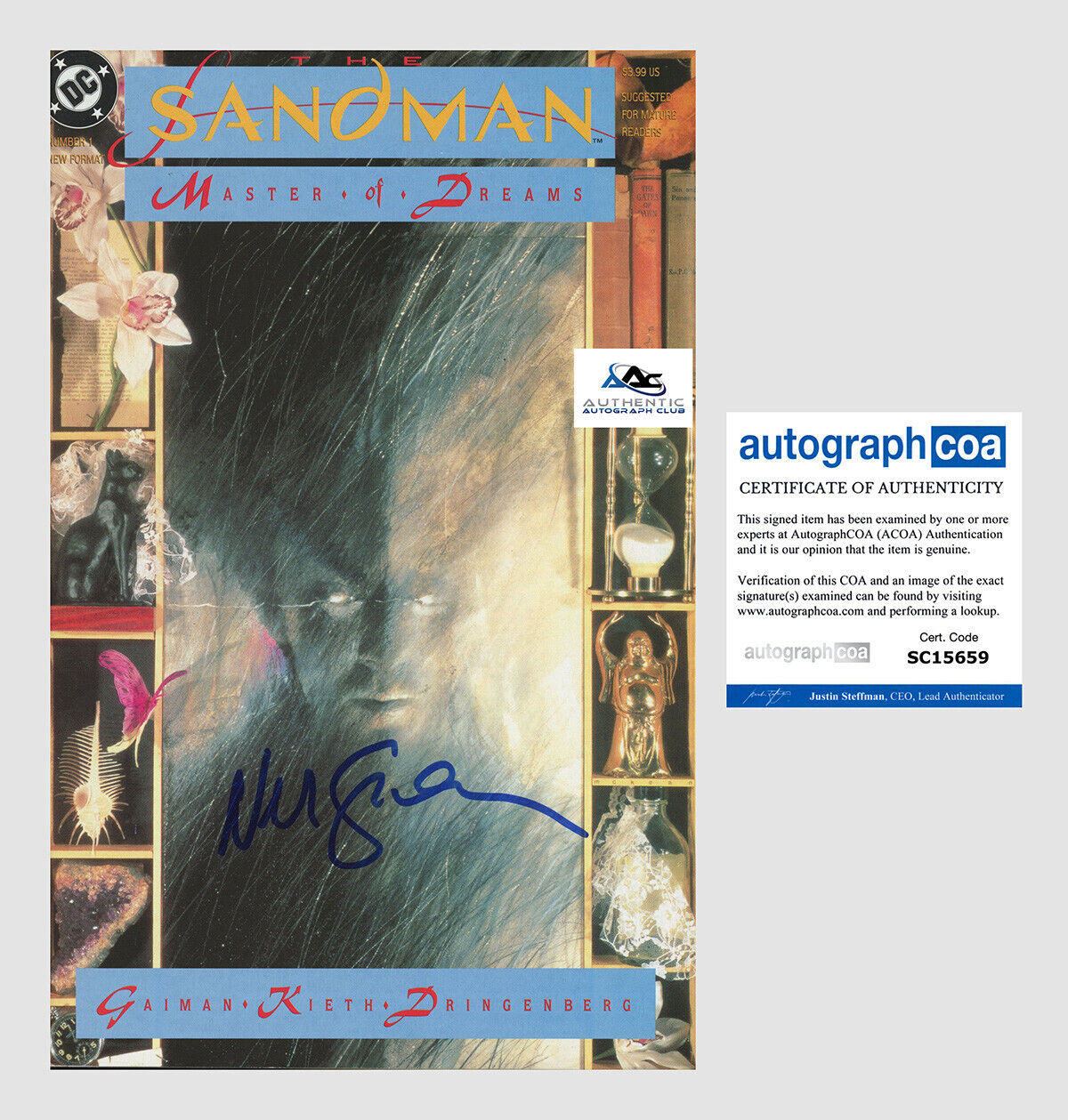 NEIL GAIMAN AUTOGRAPH SIGNED SANDMAN MASTER OF DREAM #1 COMIC BOOK ACOA