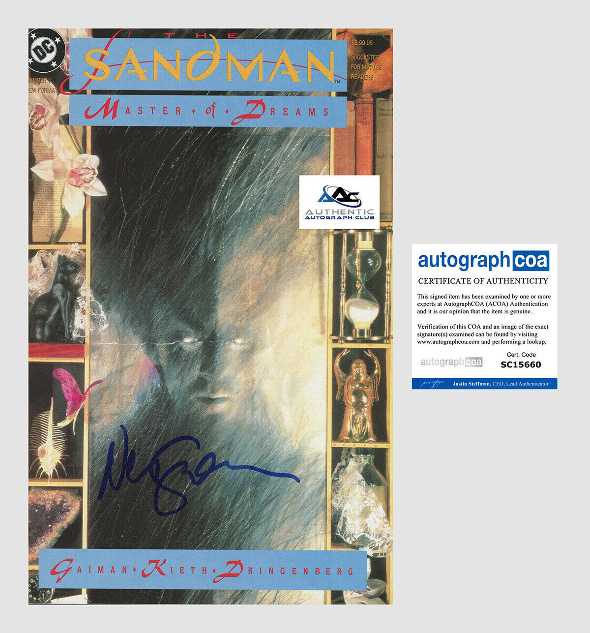 NEIL GAIMAN AUTOGRAPH SIGNED SANDMAN MASTER OF DREAM #1 COMIC BOOK ACOA