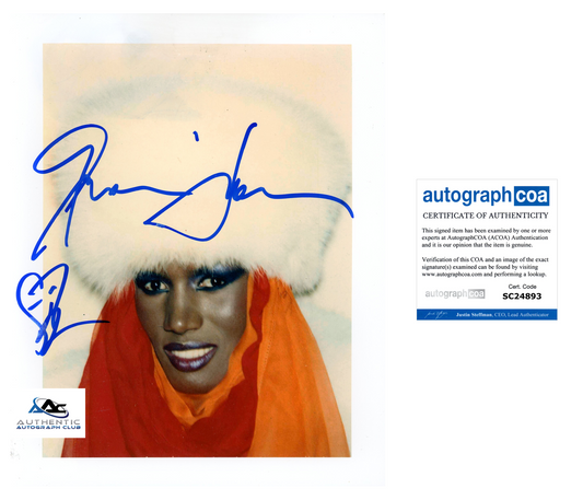 GRACE JONES AUTOGRAPH SIGNED 8x10 PHOTO MODEL SINGER ANDY WARHOL ACOA