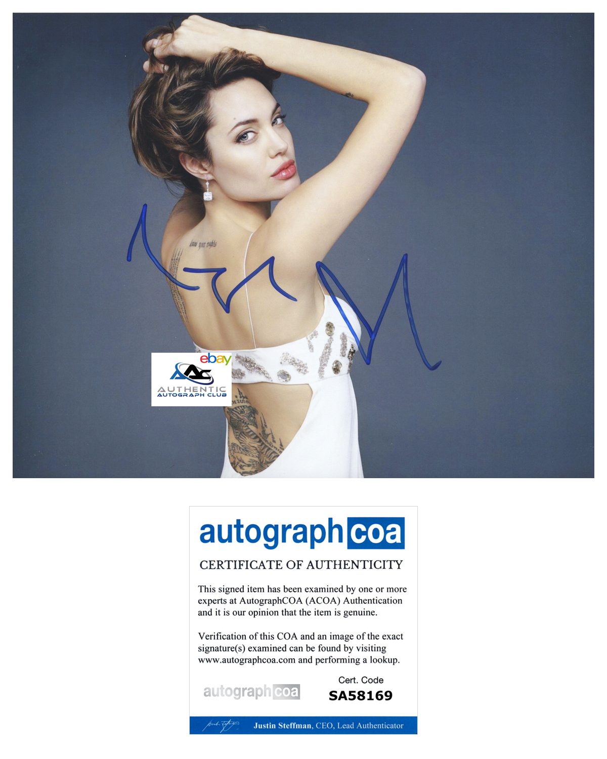 ANGELINA JOLIE AUTOGRAPH SIGNED 8x10 PHOTO ACOA COA