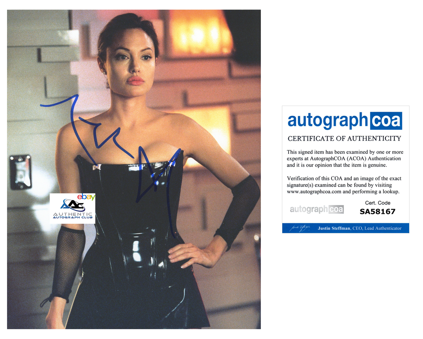 ANGELINA JOLIE AUTOGRAPH SIGNED 8x10 PHOTO MR AND MRS SMITH ACOA COA