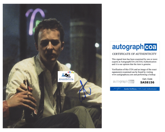 ED EDWARD NORTON AUTOGRAPH SIGNED 8x10 PHOTO ACOA FIGHT CLUB COA