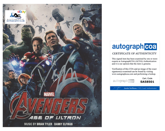 DANNY ELFMAN AUTOGRAPH SIGNED 8x10 PHOTO MARVEL AVENGERS AGE OF ULTRON ACOA