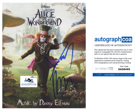 DANNY ELFMAN AUTOGRAPH SIGNED 8x10 PHOTO ALICE IN WONDERLAND ACOA