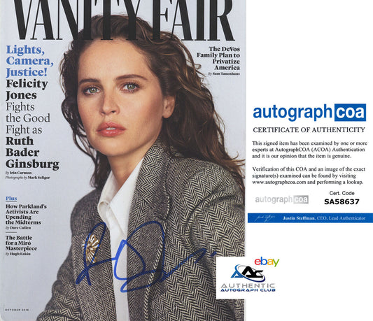 FELICITY JONES AUTOGRAPH SIGNED VANITY FAIR MAGAZINE STAR WARS ROGUE ONE ACOA