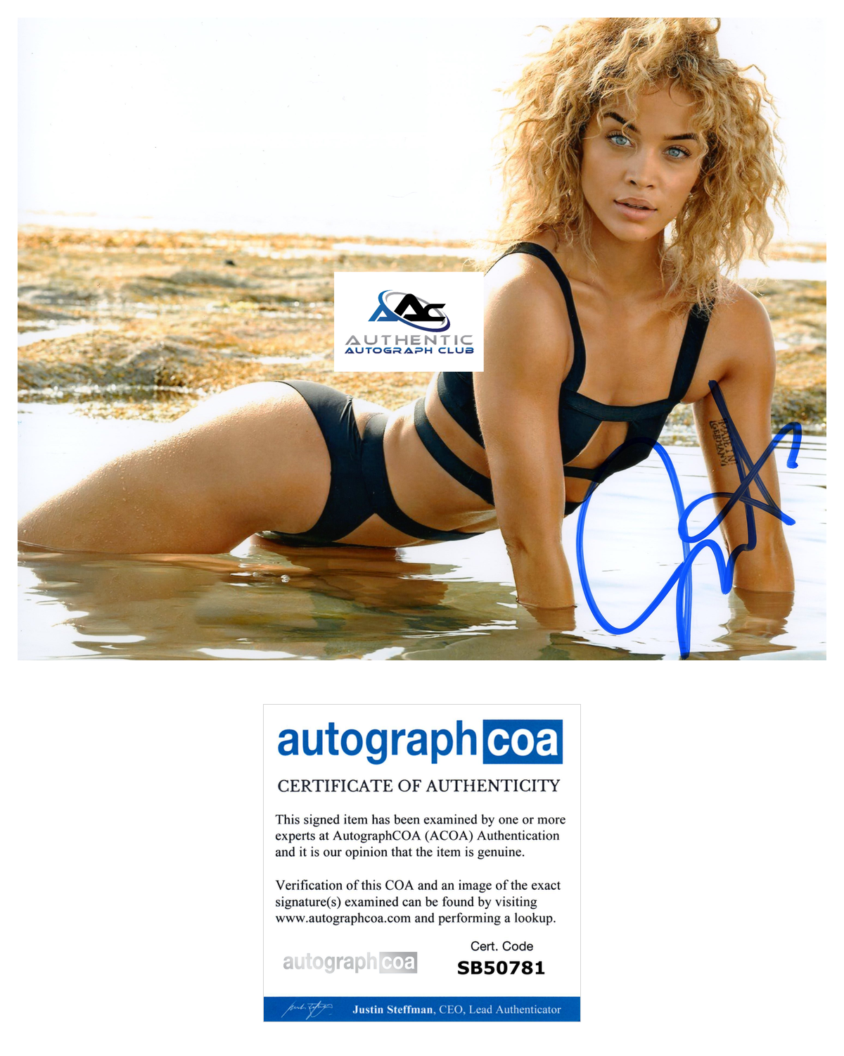 JASMINE SANDERS AUTOGRAPH SIGNED 8x10 PHOTO SI MODEL GOLDEN BARBIE ACOA