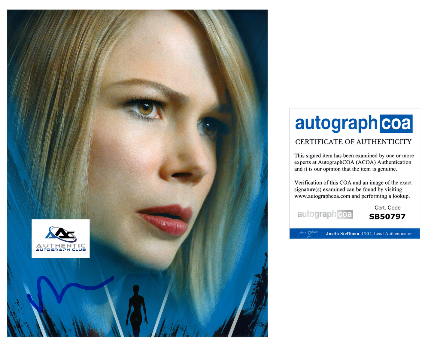 MICHELLE WILLIAMS AUTOGRAPH SIGNED 8x10 PHOTO VENOM ACOA