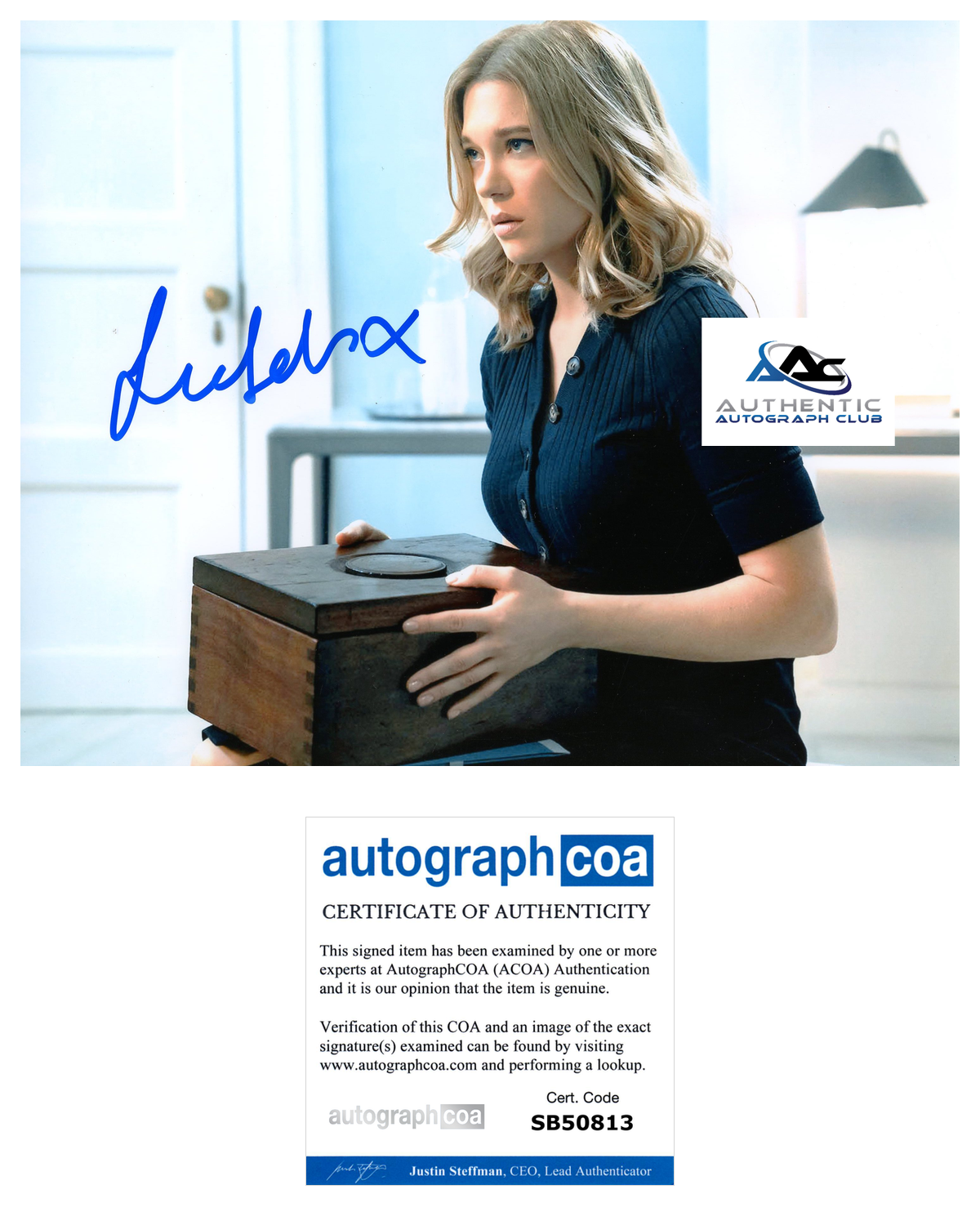 LEA SEYDOUX AUTOGRAPH SIGNED 8X10 PHOTO JAMES BOND NO TIME TO DIE SPECTRE ACOA