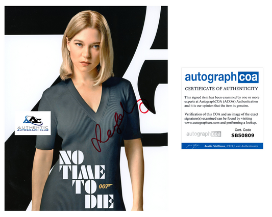 LEA SEYDOUX AUTOGRAPH SIGNED 8X10 PHOTO JAMES BOND NO TIME TO DIE SPECTRE ACOA