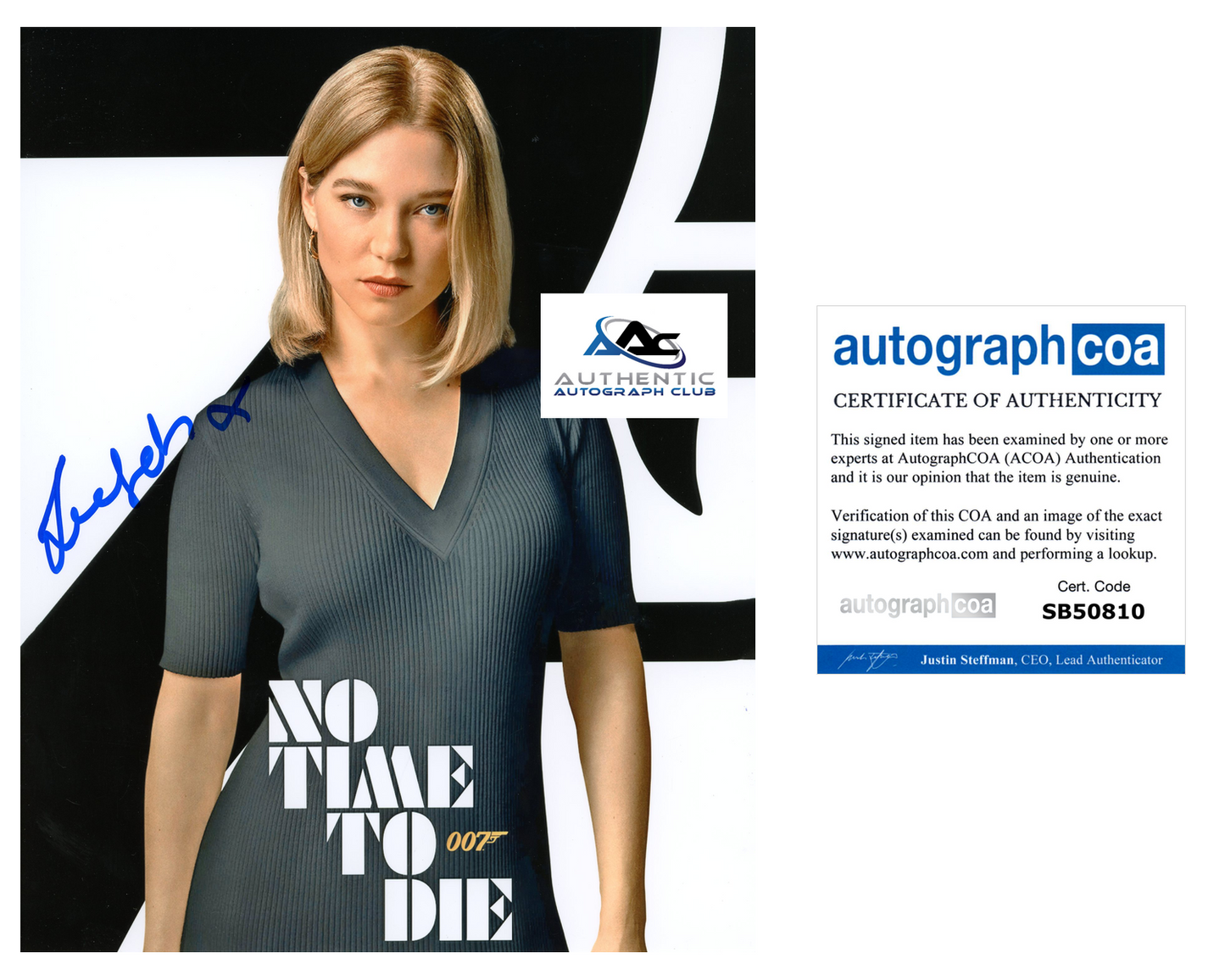 LEA SEYDOUX AUTOGRAPH SIGNED 8X10 PHOTO JAMES BOND NO TIME TO DIE SPECTRE ACOA