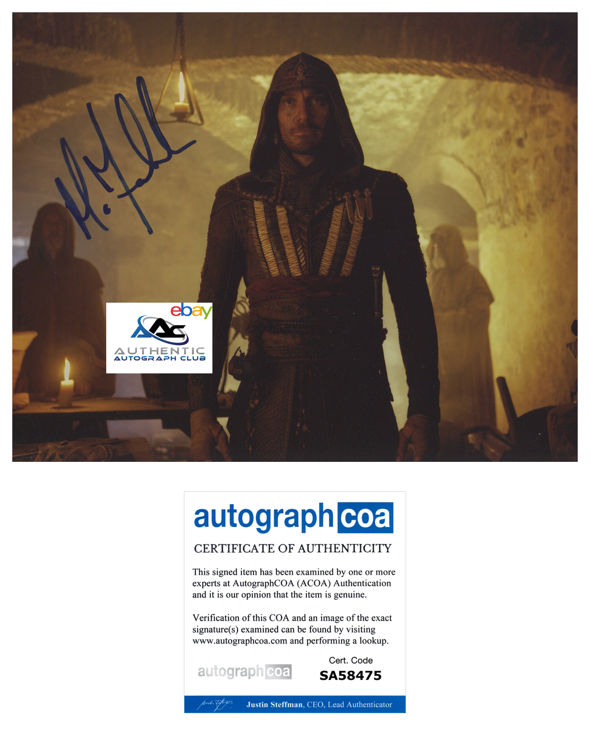 MICHAEL FASSBENDER AUTOGRAPH SIGNED 8X10 PHOTO ASSASSIN'S CREED CAL LYNCH ACOA