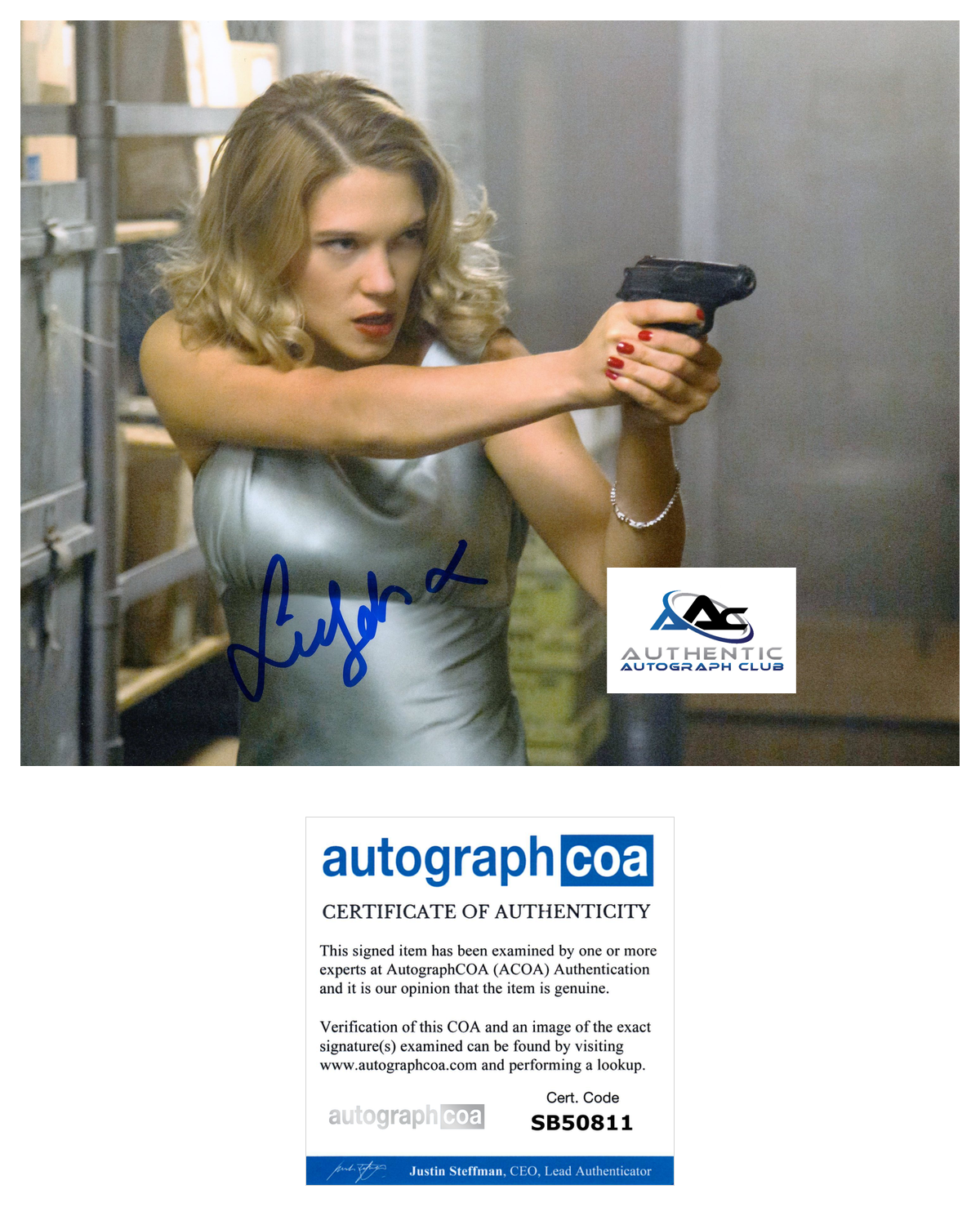 LEA SEYDOUX AUTOGRAPH SIGNED 8X10 PHOTO JAMES BOND NO TIME TO DIE SPECTRE ACOA