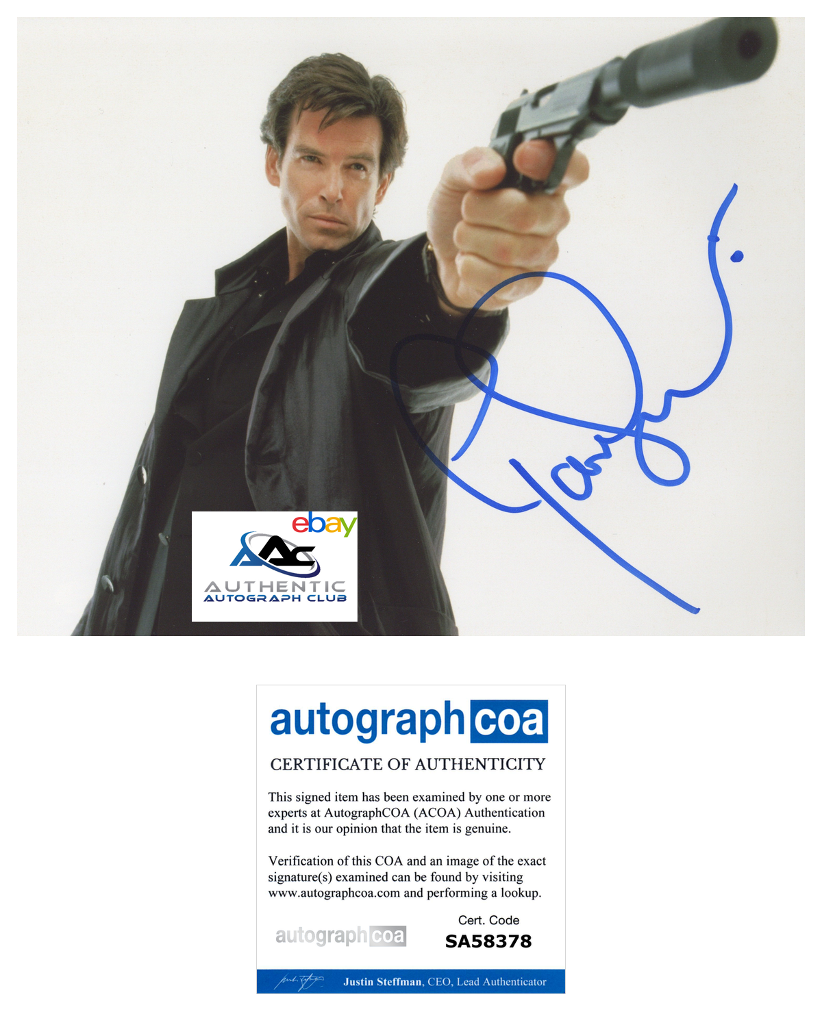 PIERCE BROSNAN AUTOGRAPH SIGNED 8x10 PHOTO JAMES BOND 007 WORLD NOT ENOUGH ACOA