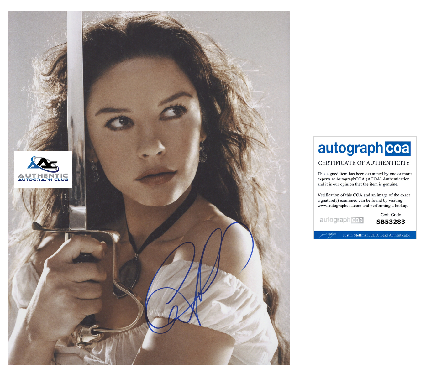 CATHERINE ZETA JONES AUTOGRAPH SIGNED 11X14 PHOTO ZORRO ACOA