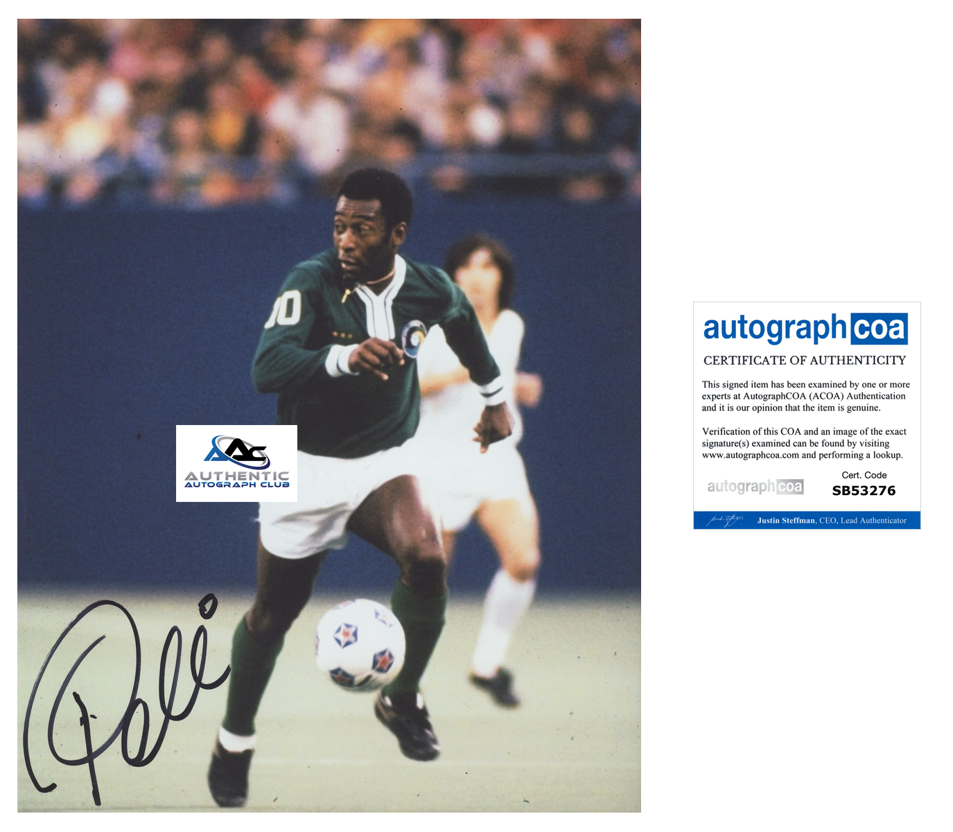 PELE SOCCER LEGEND AUTOGRAPH SIGNED 11x14 PHOTO ACOA