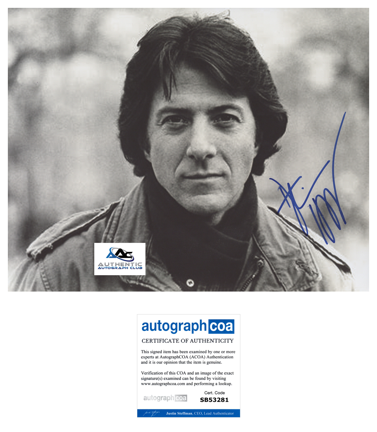 DUSTIN HOFFMAN AUTOGRAPH SIGNED 11X14 PHOTO ACOA