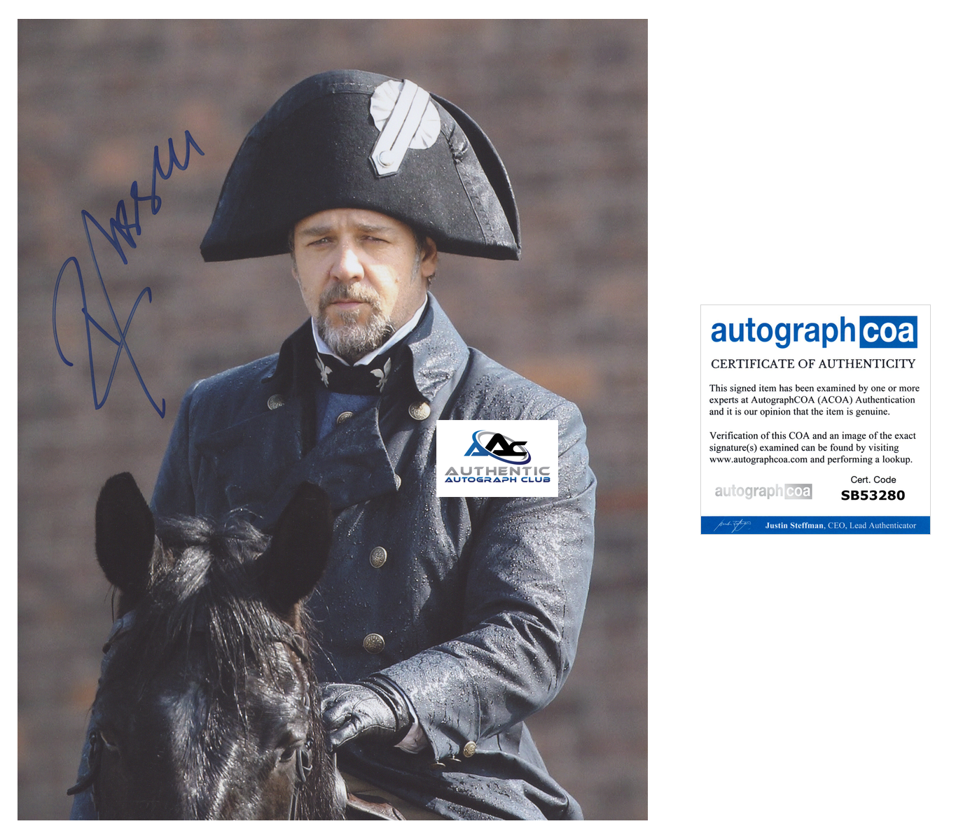 RUSSELL CROWE AUTOGRAPH SIGNED 11X14 PHOTO LES MISERABLES ACOA