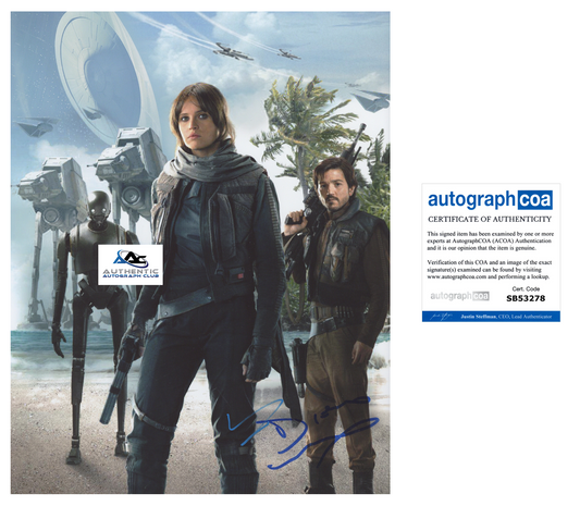 FELICITY JONES DIEGO LUNA AUTOGRAPH SIGNED 11X14 PHOTO STAR WARS ROGUE ONE ACOA