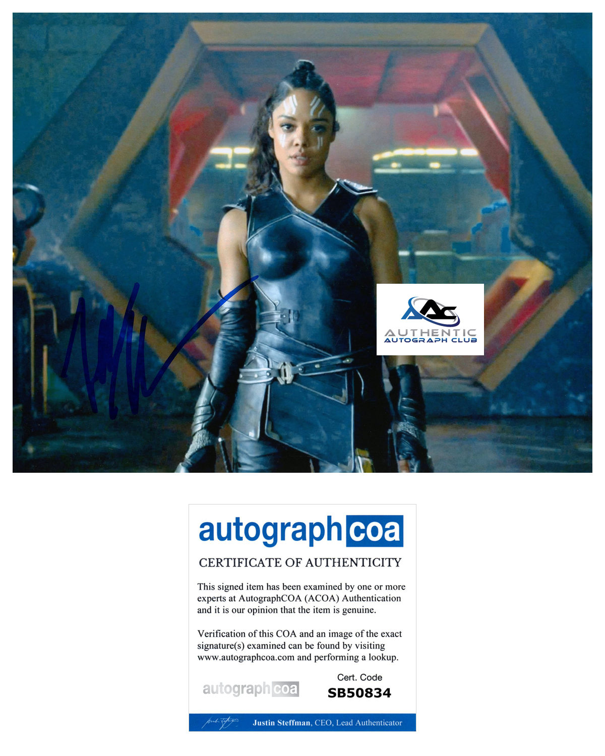 TESSA THOMPSON AUTOGRAPH SIGNED 8X10 PHOTO THOR LOVE AND THUNDER VALKYRIE ACOA