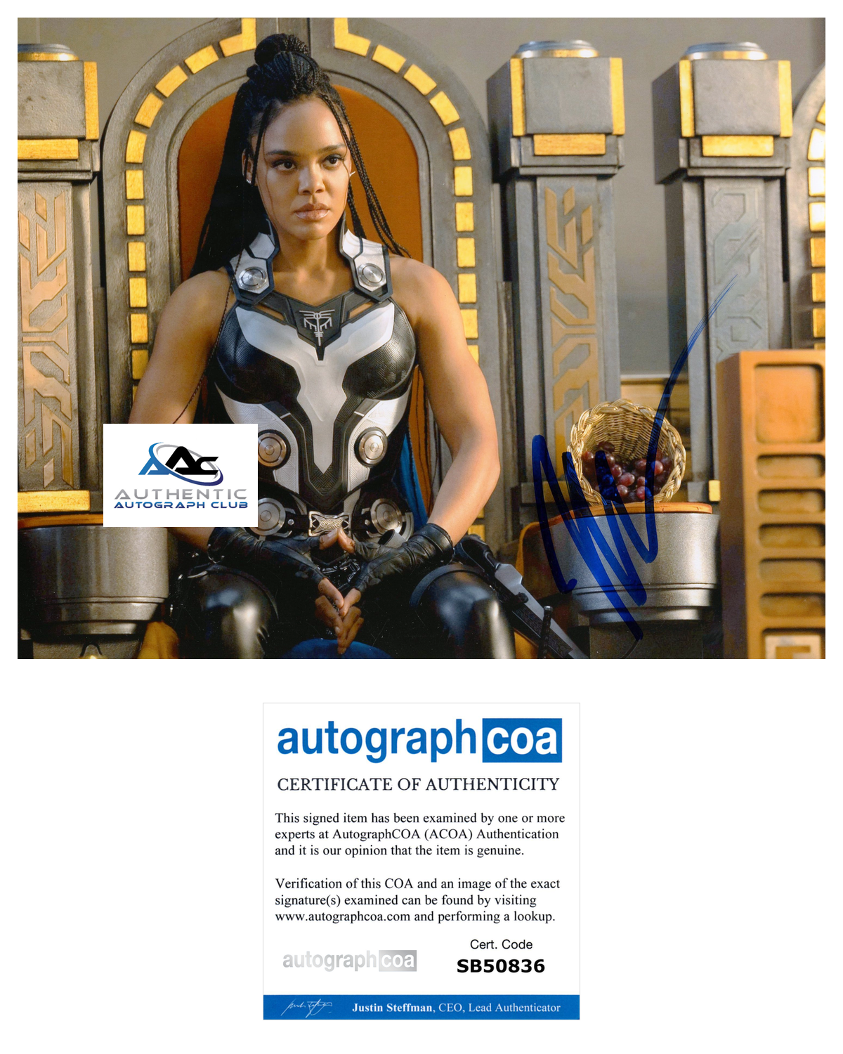 TESSA THOMPSON AUTOGRAPH SIGNED 8X10 PHOTO THOR LOVE AND THUNDER VALKYRIE ACOA