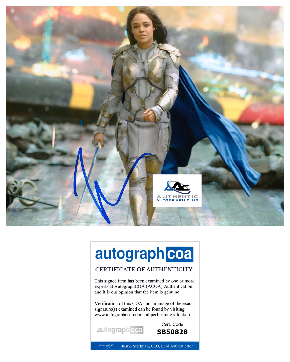 TESSA THOMPSON AUTOGRAPH SIGNED 8X10 PHOTO THOR LOVE AND THUNDER VALKYRIE ACOA