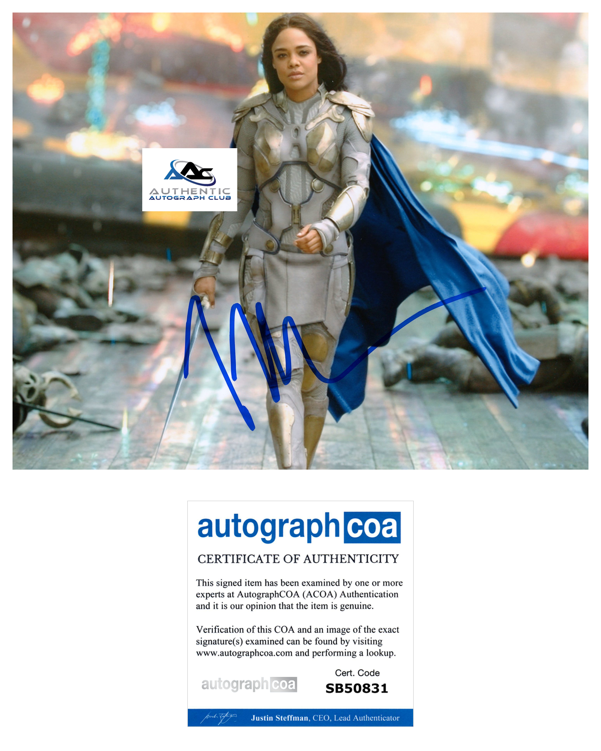 TESSA THOMPSON AUTOGRAPH SIGNED 8X10 PHOTO THOR LOVE AND THUNDER VALKYRIE ACOA