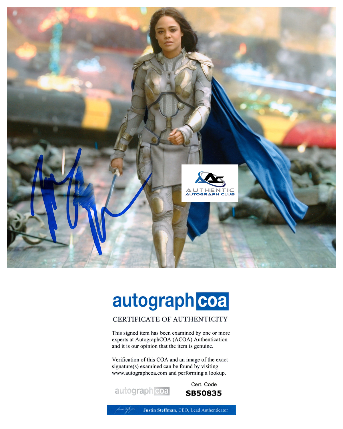 TESSA THOMPSON AUTOGRAPH SIGNED 8X10 PHOTO THOR LOVE AND THUNDER VALKYRIE ACOA