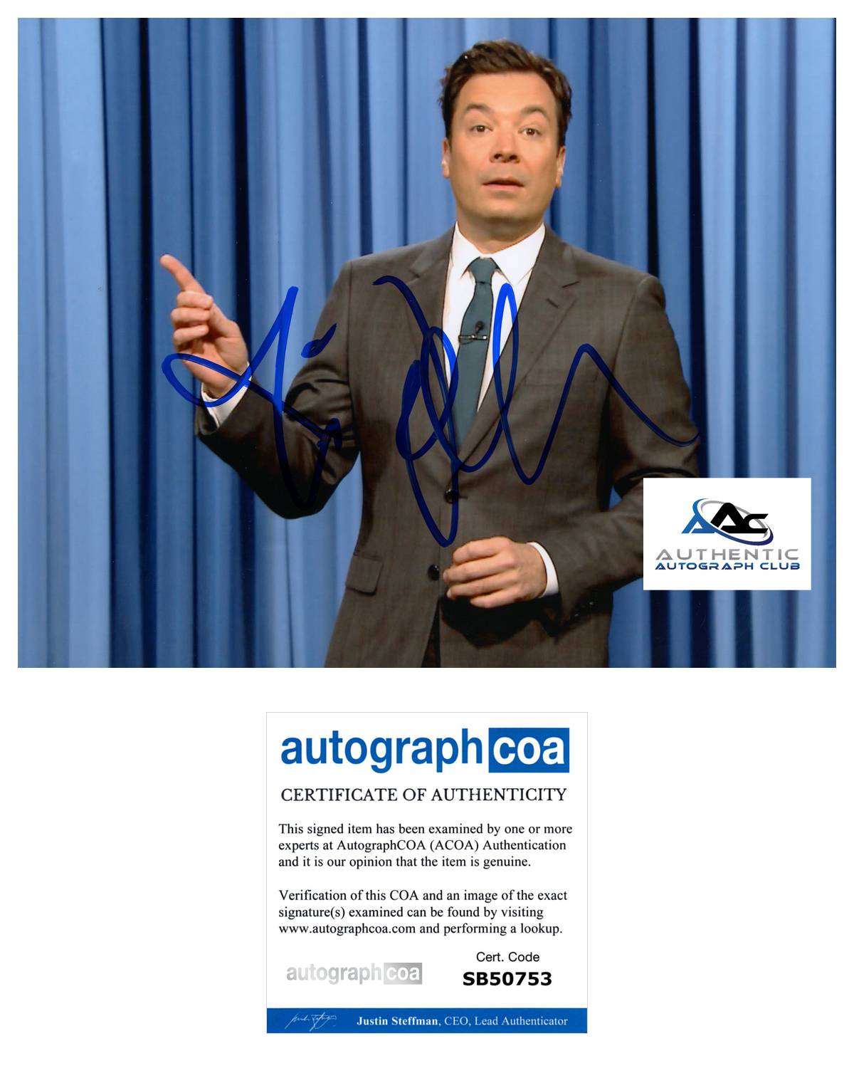 JIMMY FALLON AUTOGRAPH SIGNED 8X10 PHOTO THE TONIGHT SHOW NBC ACOA