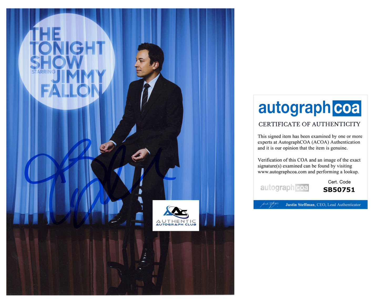 JIMMY FALLON AUTOGRAPH SIGNED 8X10 PHOTO THE TONIGHT SHOW NBC ACOA