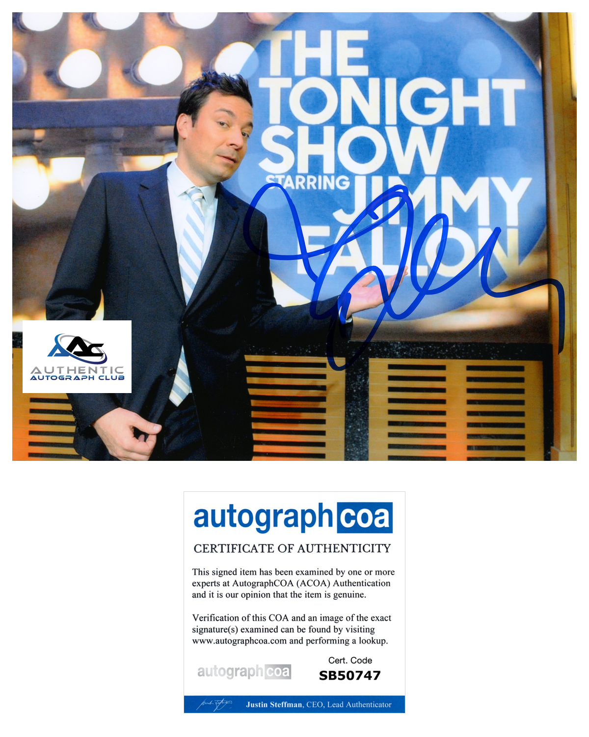 JIMMY FALLON AUTOGRAPH SIGNED 8X10 PHOTO THE TONIGHT SHOW NBC ACOA