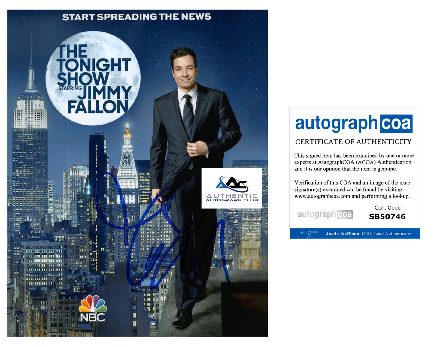 JIMMY FALLON AUTOGRAPH SIGNED 8X10 PHOTO THE TONIGHT SHOW NBC ACOA