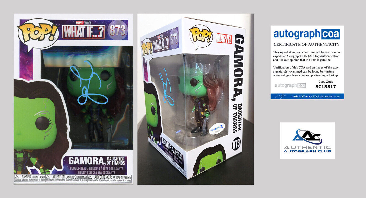 ZOE SALDANA AUTOGRAPH SIGNED GAMORA DAUGHTER OF THANOS FUNKO POP 873 ACOA