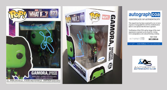 ZOE SALDANA AUTOGRAPH SIGNED GAMORA DAUGHTER OF THANOS FUNKO POP 873 ACOA