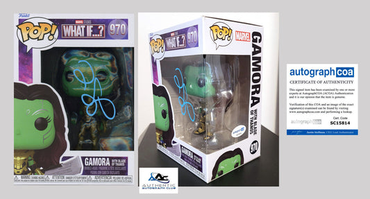 ZOE SALDANA AUTOGRAPH SIGNED GAMORA BLADE OF THANOS FUNKO POP 970 ACOA