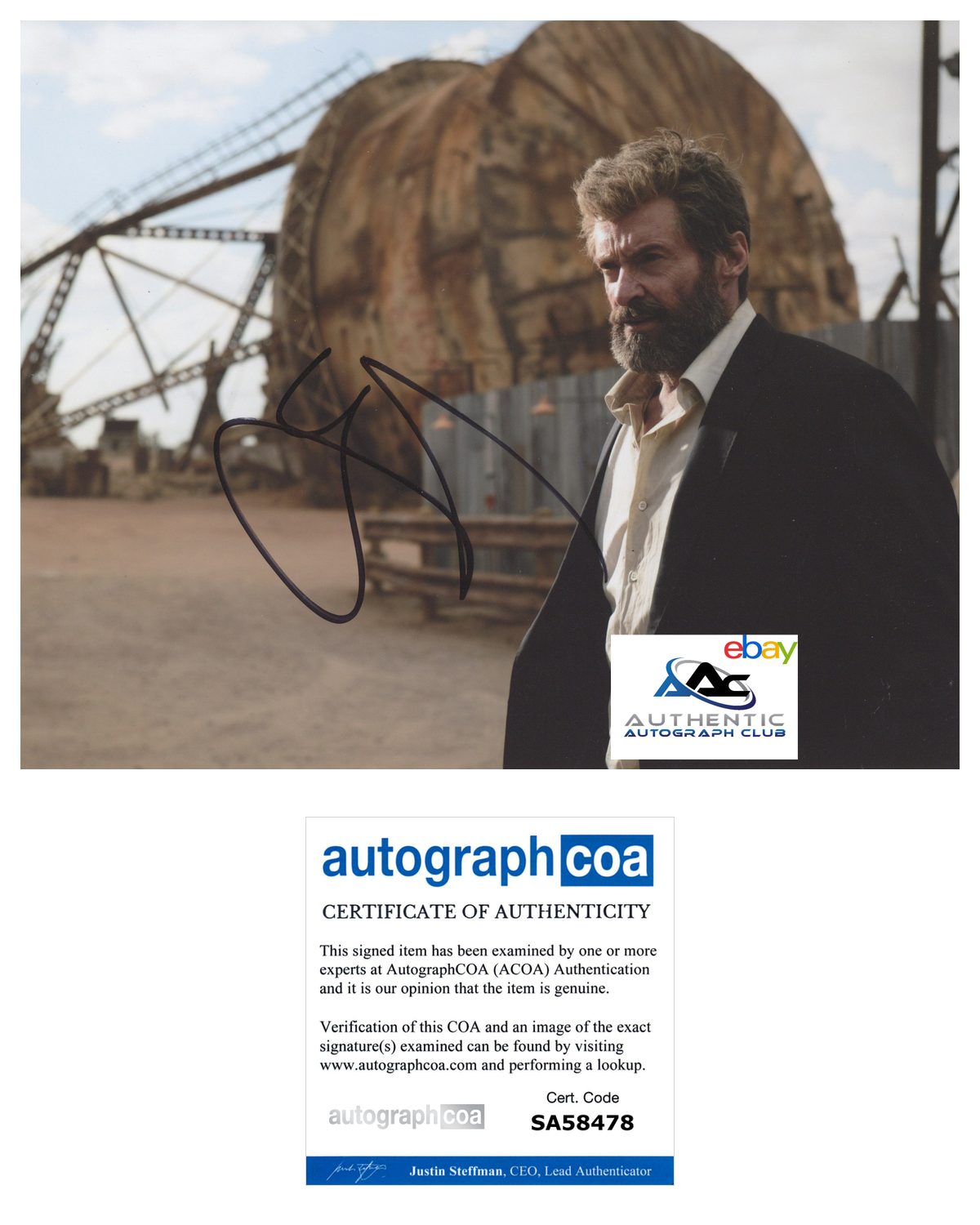 HUGH JACKMAN AUTOGRAPH SIGNED 8x10 PHOTO LOGAN ACOA